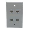1Gang Colorful 4 Ports CAT6 RJ45 Female To Female Wall Plate (Almond) view 1