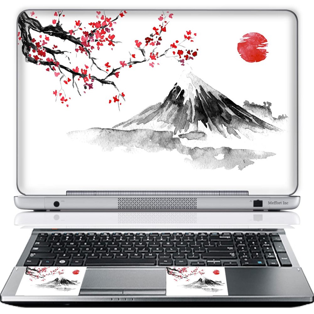 17 17.3 Inch Laptop Skin Sticker Cover Premium Sticker Cover Art Decal Decorative (Included 2 Wrist Pad Skins) - Japanese Art