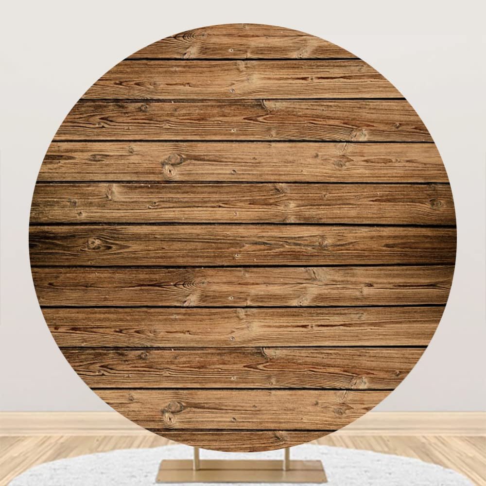 Yeele 6.5x6.5ft Wooden Board Round Backdrop Rustic Wood Plank Photography Background Circle Backdrop Cover for Birthday Party Decorations Gender Reveal Baby Shower Wedding Grad Prom Photo Booth Props