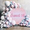 Yeele 7x7ft Sweet 16 Round Birthday Backdrop Rose Pink Happy 16th Birthday Background Bokeh Glitter Pink Spots 16th Birthday Party Backdrops for Photography Sixteen Girl Cake Table Banner Decors view 4
