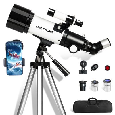 Telescope for Adults Astronomy Beginners - 70mm Aperture and 400mm Focal Length Astronomical Refractor Telescope Great Astronomy for Christmas with Package, White