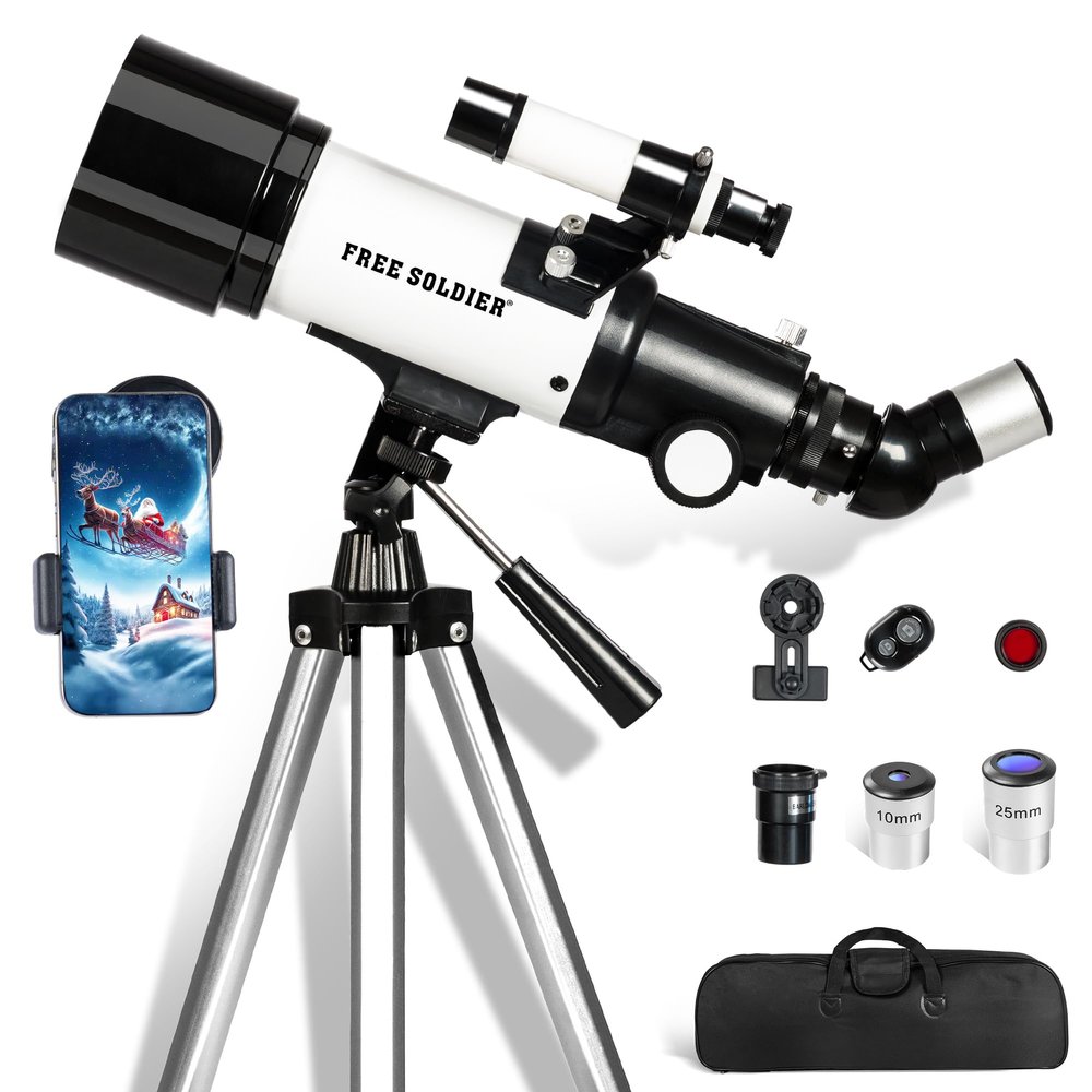 Telescope for Adults Astronomy Beginners - 70mm Aperture and 400mm Focal Length Astronomical Refractor Telescope Great Astronomy for Christmas with Package, White