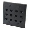 2Gang Colorful 12 Ports CAT6 RJ45 Female To Female Wall Plate (Black) view 2