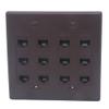2Gang Colorful 12 Ports CAT6 RJ45 Female To Female Wall Plate (Brown) view 1