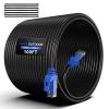 100FT Cat6 Outdoor Ethernet Cable, In-Ground, Heavy Duty Direct Burial, 24AWG CCA Patch Cord, POE, UTP, Waterproof, LLDPE UV Resistant, Network, Internet, LAN, Cat 6 Cable 100 Feet with 25 Cable Ties view 1