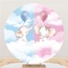 Yeele 6x6ft Elephant Gender Reveal Round Backdrop He or She Blue or Pink Boy or Girl Baby Shower Photography Background Gender Surprise Party Decorations Supplies Photo Booth Studio Banner Props view 1