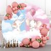 Yeele 6x6ft Elephant Gender Reveal Round Backdrop He or She Blue or Pink Boy or Girl Baby Shower Photography Background Gender Surprise Party Decorations Supplies Photo Booth Studio Banner Props view 2