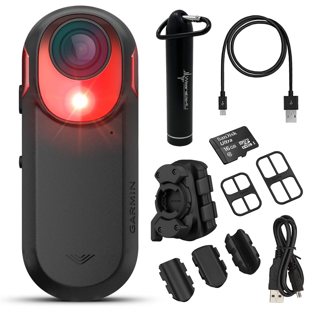 Wearable4U - Garmin Varia RCT715 Bicycle Radar with Tail Light, Continuous Recording with Power Bundle