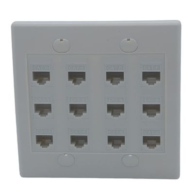 2Gang Colorful 12 Ports CAT6 RJ45 Female To Female Wall Plate (Almond)