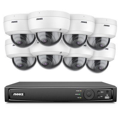 ANNKE H800 4K Security Camera System w/AI Human Vehicle Detection, 8MP 8CH NVR and 8X PoE Dome 4K Cameras w/Audio Recording, IP67 Weatherproof, 120dB WDR, 100ft EXIR Night Vision(NO HDD Included)
