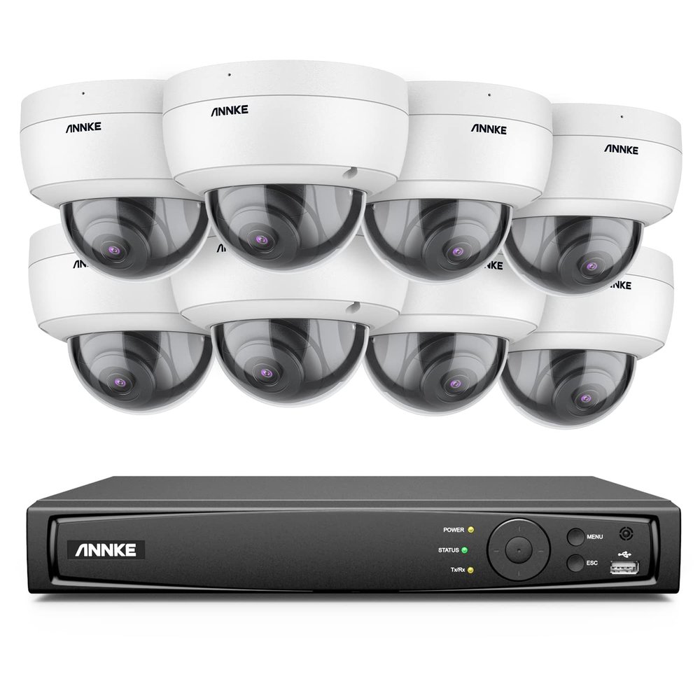 ANNKE H800 4K Security Camera System w/AI Human Vehicle Detection, 8MP 8CH NVR and 8X PoE Dome 4K Cameras w/Audio Recording, IP67 Weatherproof, 120dB WDR, 100ft EXIR Night Vision(NO HDD Included)