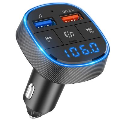 Car Radio Bluetooth Hand-Free Call, Bluetooth FM Transmitter for Car Support QC3.0 Fast Charge LED Backlit Hi-Fi Music U Disk/TF Card