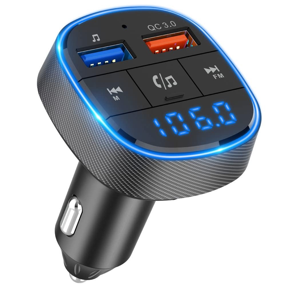 Car Radio Bluetooth Hand-Free Call, Bluetooth FM Transmitter for Car Support QC3.0 Fast Charge LED Backlit Hi-Fi Music U Disk/TF Card