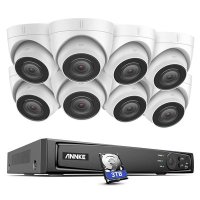 ANNKE H800 4K Security Camera System w/AI Human Vehicle Detection, 8MP 8CH NVR with 3TB HDD and 8X PoE Turret 4K Cameras w/Audio Recording, IP67 Weatherproof, 120dB WDR, 100ft EXIR Night Vision