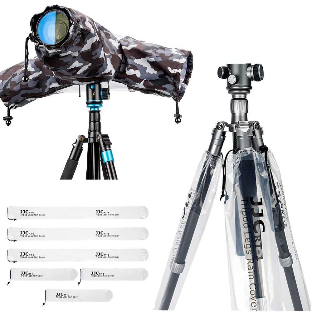 Camera Rain Cover + Tripod Leg CoverDSLR Mirrorless Camera Rain Cover with 6 Pack Camera Tripod Leg Covers