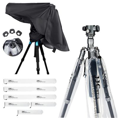 Camera Rain Cover + Tripod Leg Cover Camera Lens Rain Cover with 6 Pack Camera Tripod Leg Covers