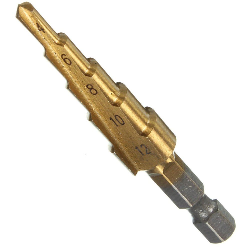 HSS Drill Step Drill Tapered Titanium 1/4 Hexagonal Rod for Drilling Screwdriver 4-12mm Drill Bit