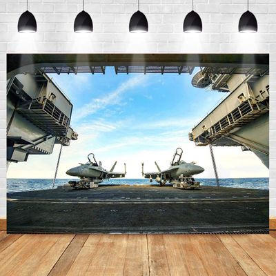 Aircraft Carrier Background for Party Decor MEETSIOY 9x6ft Air Combat Fighter Military Theme Backdrop for Party Photography Aircraft Happy Birthday Party Supplies BJZSMT139