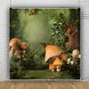 10x10FT Enchanted Forest Photography Backdrop Jungle Fairy Tale Mushroom Plantation Backdrop Butterfly Flowers Green Leaves Full of Romance Children Kids Fancy Birthday Party Decor Backdrops view 1