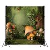 10x10FT Enchanted Forest Photography Backdrop Jungle Fairy Tale Mushroom Plantation Backdrop Butterfly Flowers Green Leaves Full of Romance Children Kids Fancy Birthday Party Decor Backdrops view 2