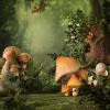 10x10FT Enchanted Forest Photography Backdrop Jungle Fairy Tale Mushroom Plantation Backdrop Butterfly Flowers Green Leaves Full of Romance Children Kids Fancy Birthday Party Decor Backdrops view 4