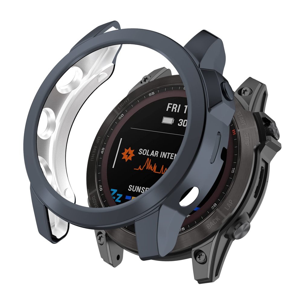 REYDA 2 Pack Watch Case Compatible for Garmin Fenix 7X, Ultra-Thin Soft TPU Silicone Edge Bumper Case Impact Resistant Shockproof Frame Shell Protective Cover for Garmin Fenix 7X (NO Screen Protector)