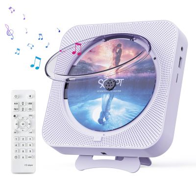 MICOCIOUS Portable CD Player with Bluetooth Desktop CD Player for Home CD Music Players with Remote Control,Timer,Built-in Dual Speakers with LED Display Home Audio Boombox FM Radio (Purple)
