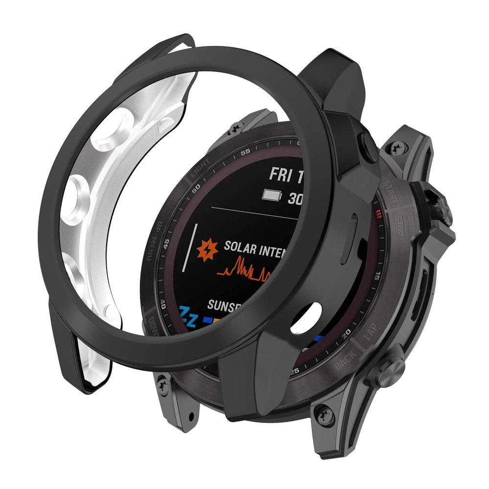 REYDA 2 Pack Watch Case Compatible for Garmin Fenix 7X, Ultra-Thin Soft TPU Silicone Edge Bumper Case Impact Resistant Shockproof Frame Shell Protective Cover for Garmin Fenix 7X (NO Screen Protector)