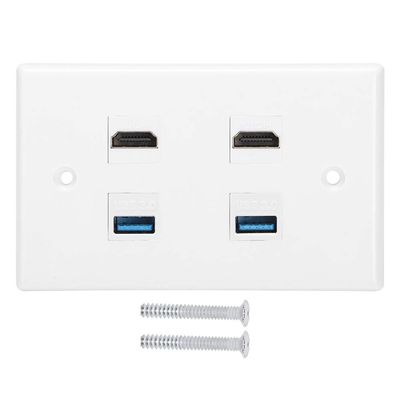 2 HD output Female to Female Buckle + 2USB Buckle Wall Plate Panel for Home Hotel , Wall Plate and Keystone , Wall Plate and Keystone , 2 HD output Female to Female BHD output wall plate HD output o
