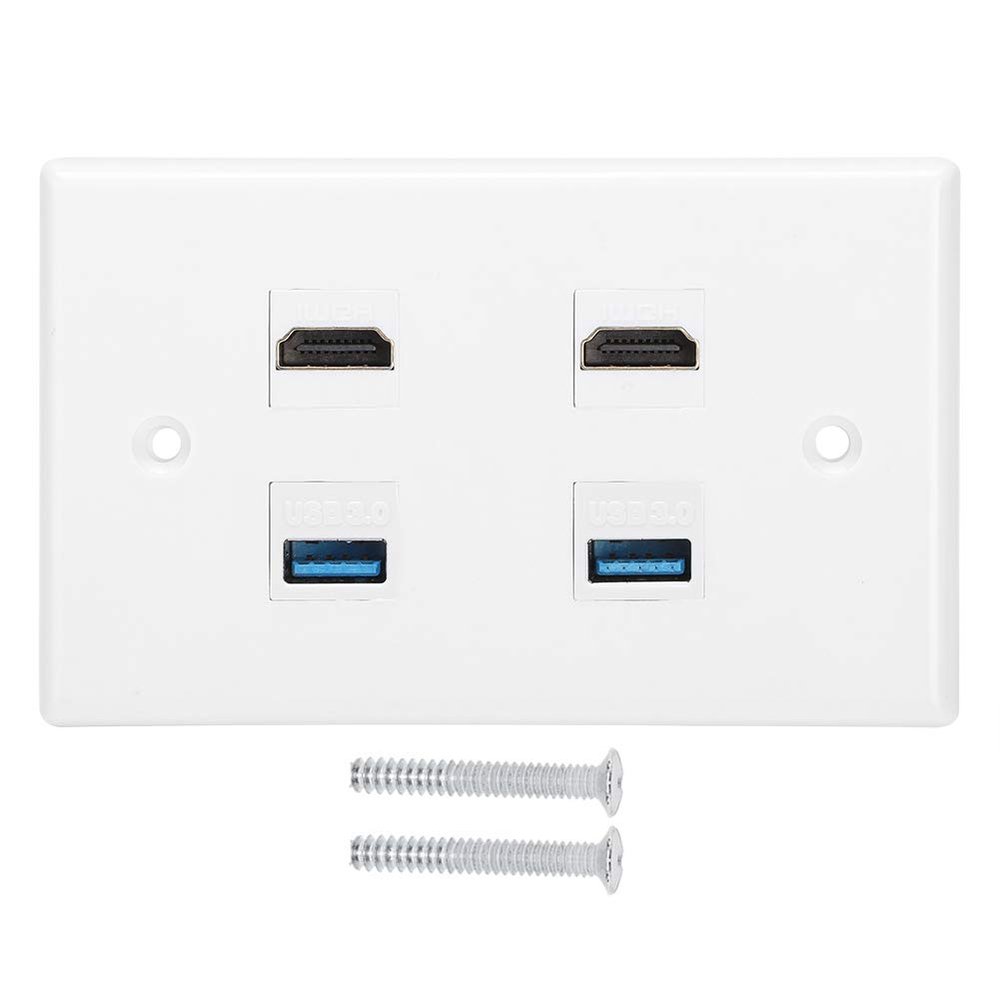2 HD output Female to Female Buckle + 2USB Buckle Wall Plate Panel for Home Hotel , Wall Plate and Keystone , Wall Plate and Keystone , 2 HD output Female to Female BHD output wall plate HD output o