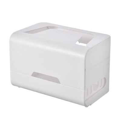 Double Layer Drawer Router Box for TV Set Top Box White ABS