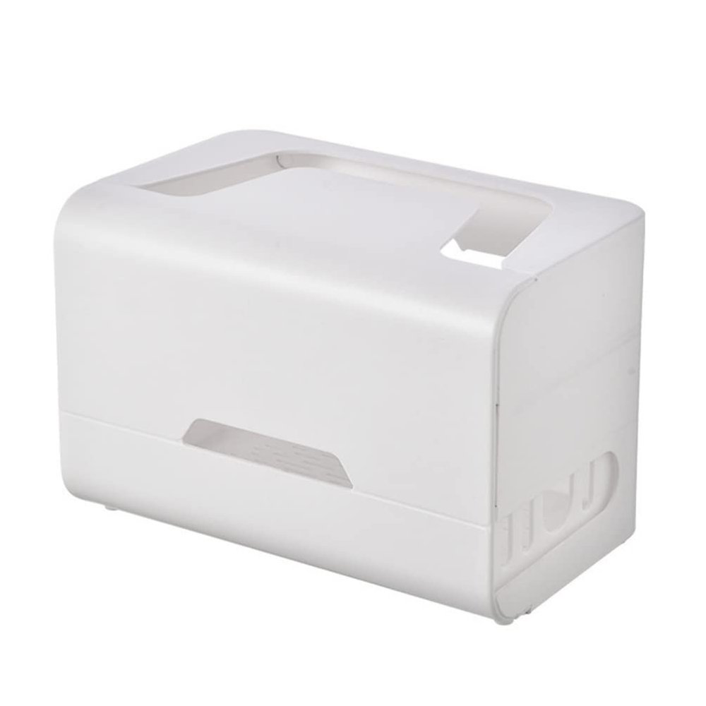 Double Layer Drawer Router Box for TV Set Top Box White ABS