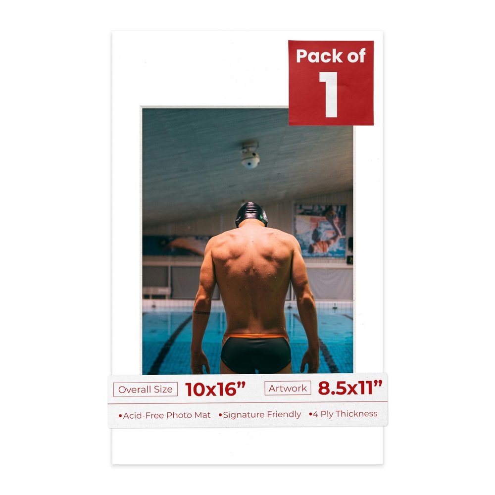Poster Palooza 10x16 Mat Bevel Cut for 8.5x11 Photos - Acid Free Golf Ball Texture Precut Matboard - For Pictures, Photos, Framing - 4-ply Thickness