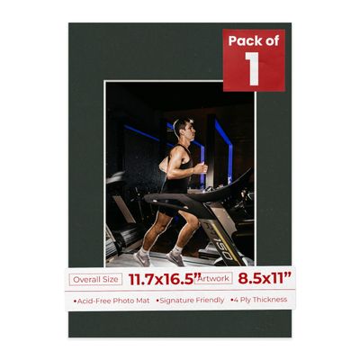 11.7x16.5 Mat Bevel Cut for 8.5x11 Photos - Acid Free Textured Black Precut Matboard With Backing Board and Crystal Clear, Self Seal Photo Mat Bag - For Pictures, Photos, Framing - 4-ply Thickness