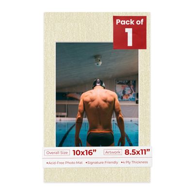 Poster Palooza 10x16 Mat Bevel Cut for 8.5x11 Photos - Acid Free Fresh Linen Canvas Precut Matboard - For Pictures, Photos, Framing - 4-ply Thickness