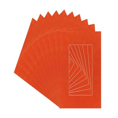 Poster Palooza Pack of TEN 11.7x16.5 Mats Bevel Cut for 8.5x11 Photos - Acid Free Orange Suede Precut Matboards For Pictures, Photos, Framing - 4-ply Thickness