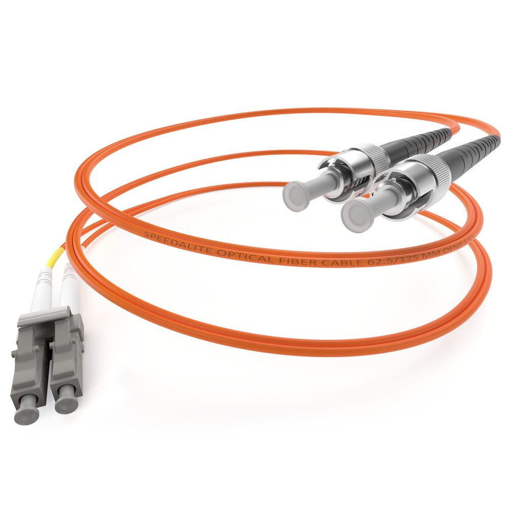 SpeedaLite 12M LC to ST Fiber Patch Cable OM1 Multimode Duplex 10Gig OFNR, 12 Meter