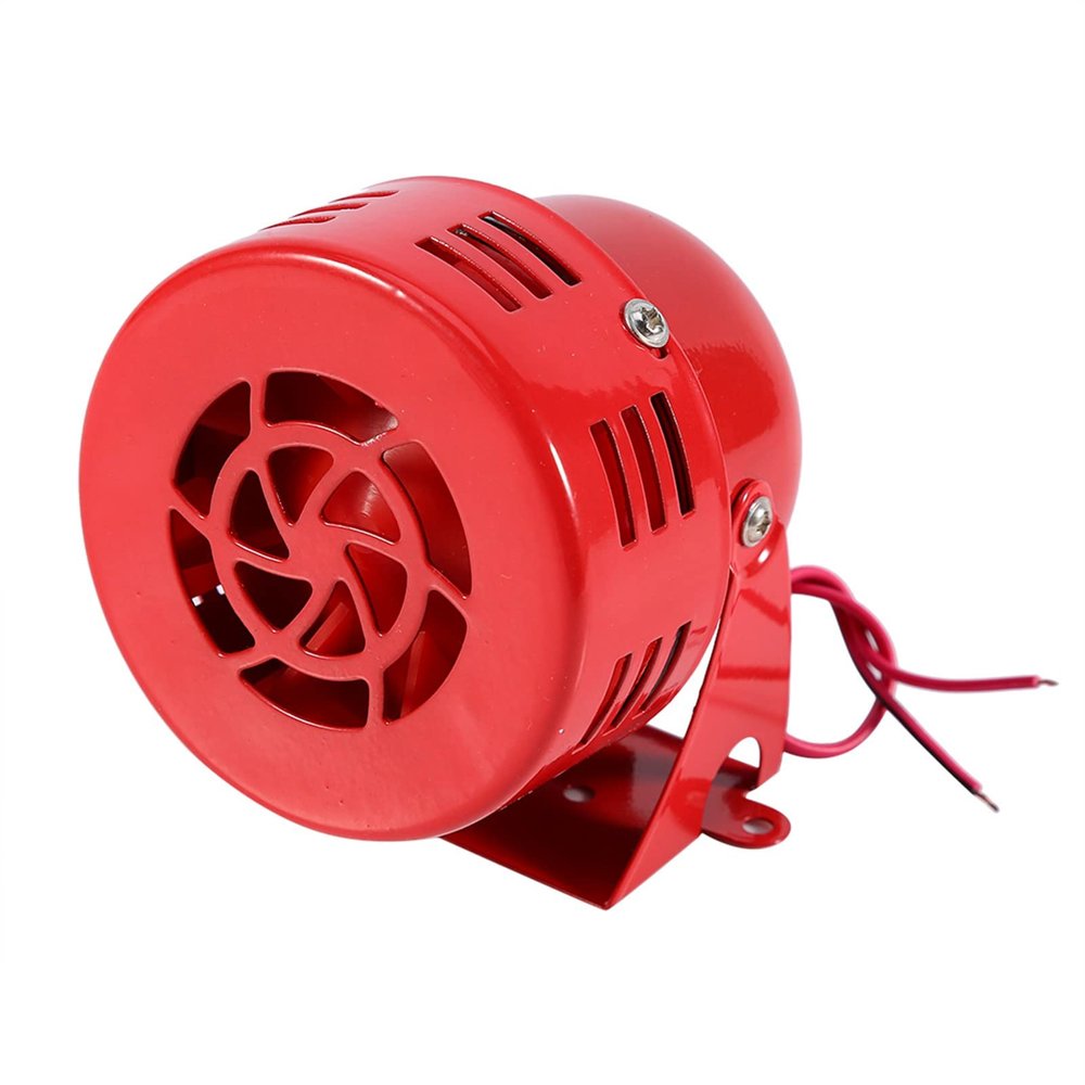 Red Air Siren Horn, 12V Electric Car Truck Motorcycle Driven Air Raid Siren Horn Alarm 50s Red