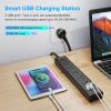 2 Pack Power Strip Surge Protector-5 Widely Spaced Outlets 3 USB Ports(1 USB C Port),1250W/10A with 5Ft Extension Cord, Power Strips with Surge Protection, Wall Mount for Home Office,Black view 3