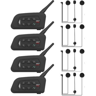 MIMIRACLE V4 Plus Motorcycle Bluetooth Headset, 4-Rider Helmet Intercom