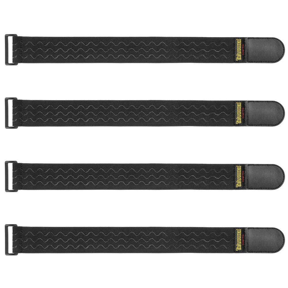 Trilancer Elastic Cinch Straps with Anti-Slip Strips, 2" x 18"(4 Pack) Hook and Loop Storage Straps with Buckle, Bundling Bands for Extension Cords, Cables, Ropes, Hoses, Bike, Boat, Pant Garters