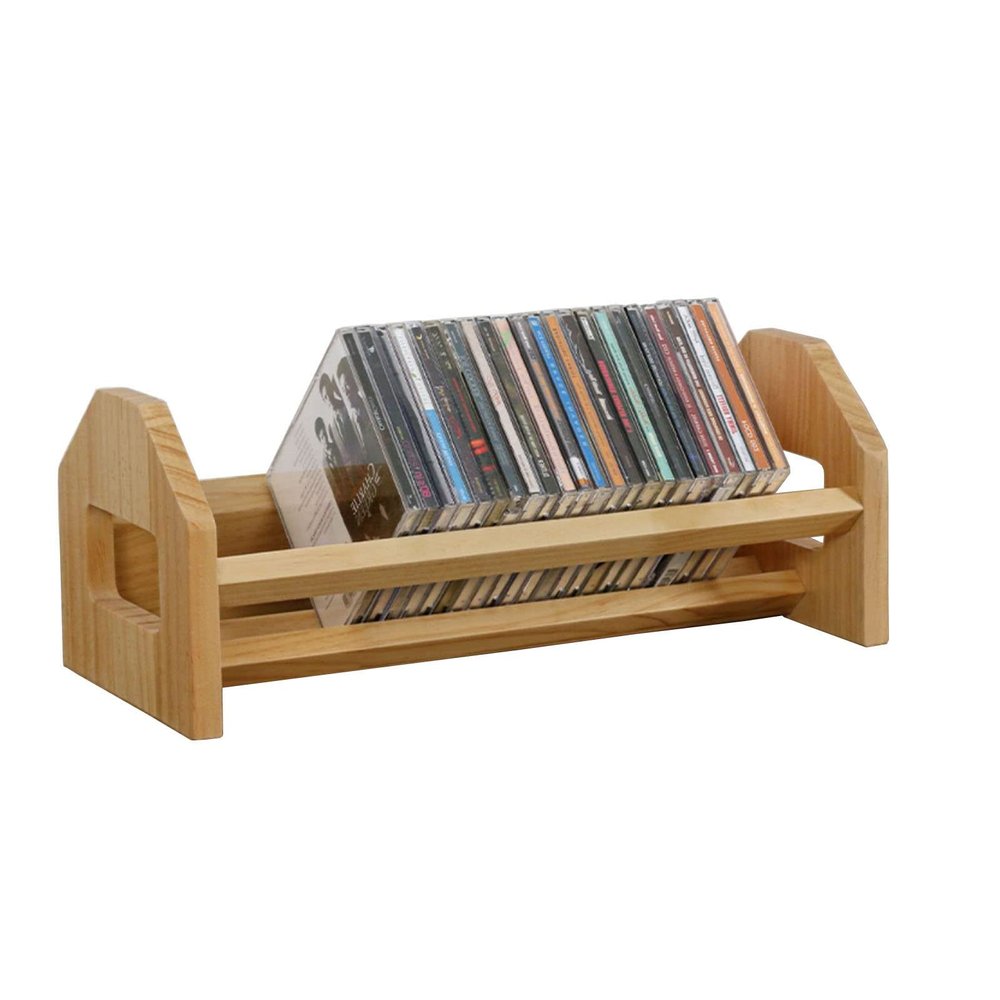 Solid Wood CD Storage Rack DVD Rack CD Record Storage Holder CD Collection Display Rack Compact Disc Organizer Stand for CD Jewel Cases