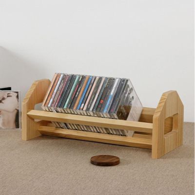 CD Storage Holder Rack Display DVD Finishing Rack Solid Wood Compact Disc Organizer Stand Holds 30 Standard CD Jewel Cases