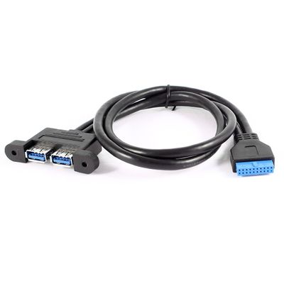 Ruilogod Motherboard 20pin Female to Dual USB 3.0 Female Cable Adapter Black