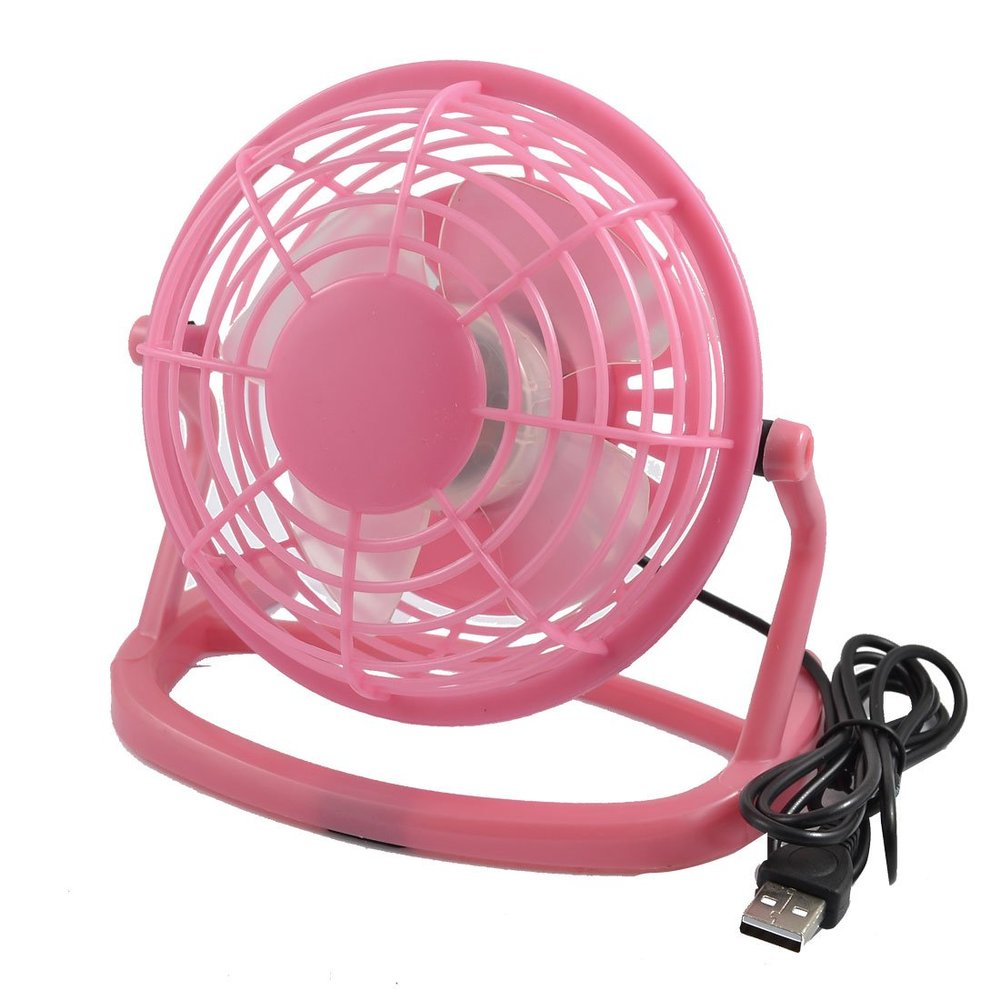Ruilogod Adjustable Rosy Brown Plastic 4-Paddle USB Cooler Cooling Desk Mini Fan
