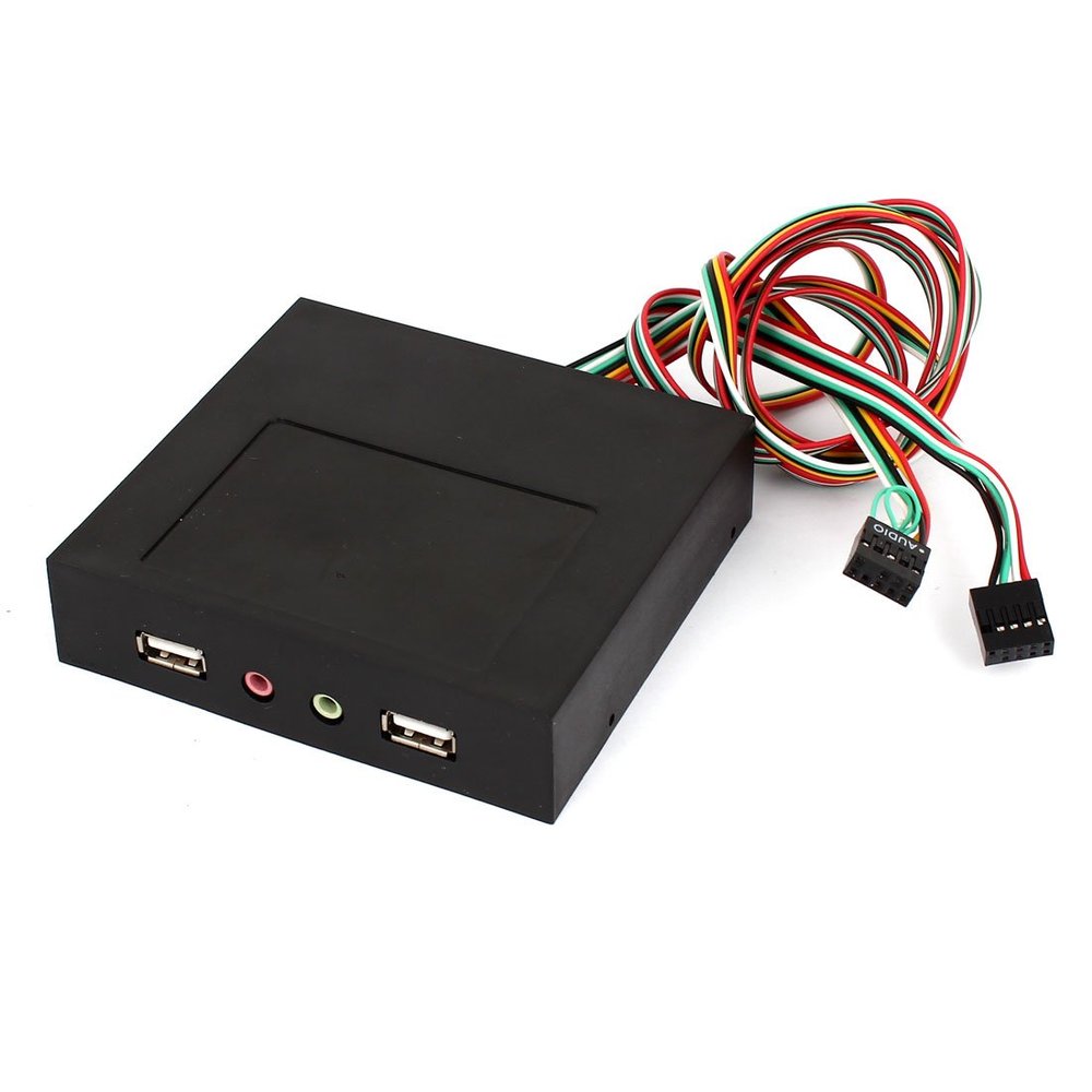 Ruilogod USB 2.0 Hub 3.5mm Mic Audio PC Floppy Drive Front Panel Board Adapter