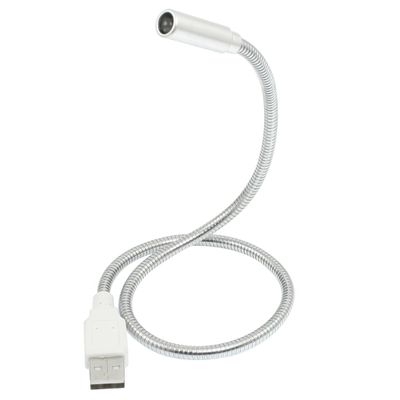 Ruilogod Mini Flexible Gooseneck White Lamp USB PC Notebook Light Silver Tone(id:41 e8a 80 28c d42