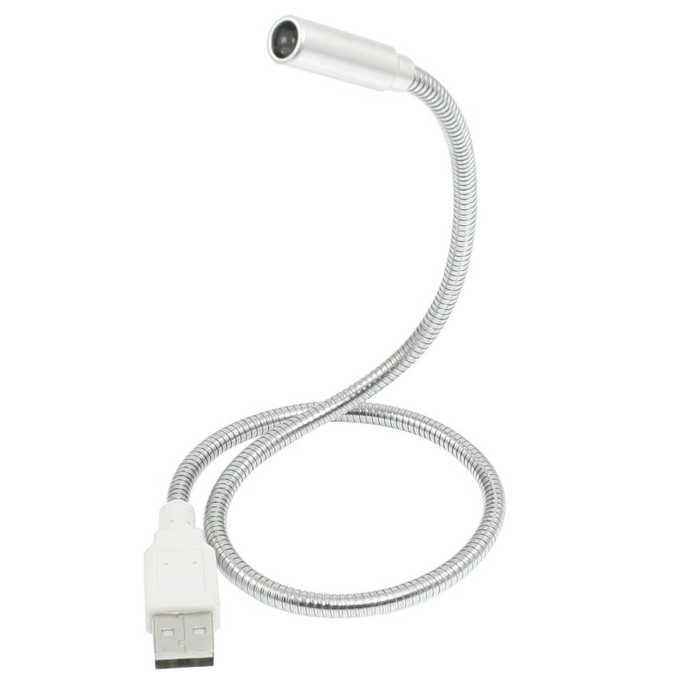 Ruilogod Mini Flexible Gooseneck White Lamp USB PC Notebook Light Silver Tone(id:41 e8a 80 28c d42