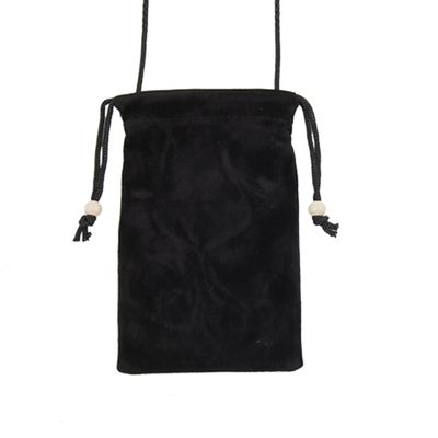 Ruilogod Neck Draw String Black Flannel Pouch for Camcorder Camera