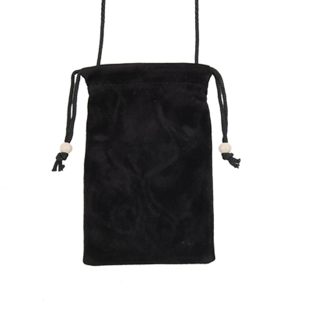Ruilogod Neck Draw String Black Flannel Pouch for Camcorder Camera